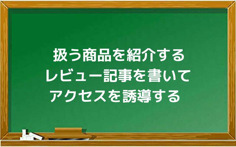 扱う商品を紹介するレビュー記事を書いて、アクセスを誘導する