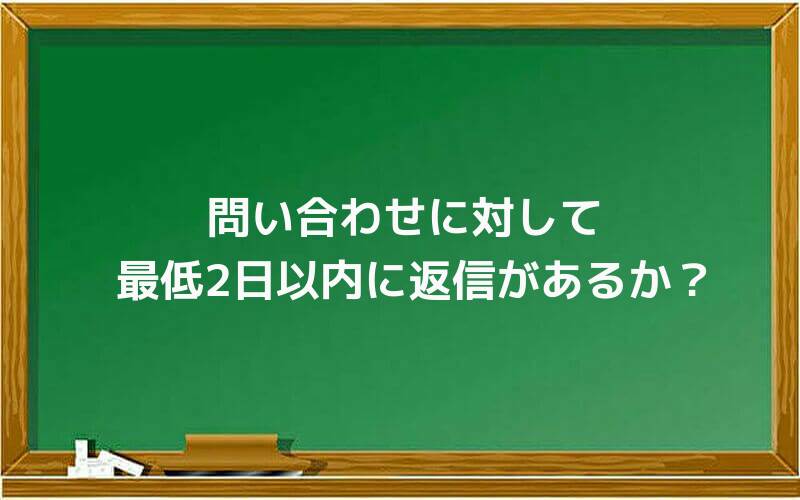 問い合わせに対して、最低2日以内に返信があるか?