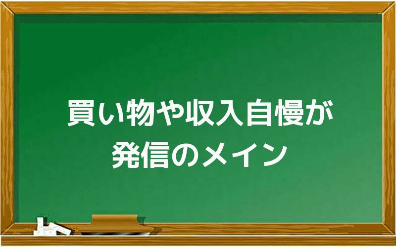 買い物や収入自慢が発信のメイン